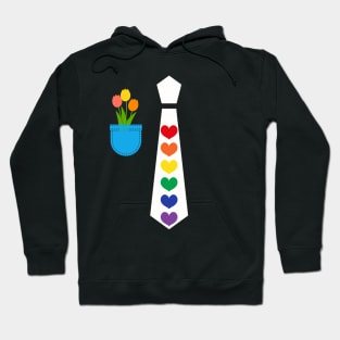 Cute rainbow hearts funny tie costume tulips suit pocket Hoodie